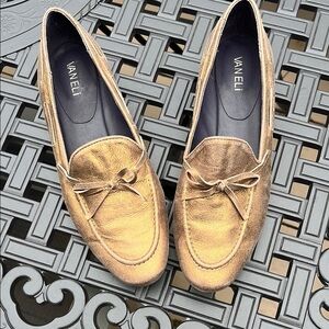 Vaneli Women's Shimmering Gold Leather Loafers size 9
